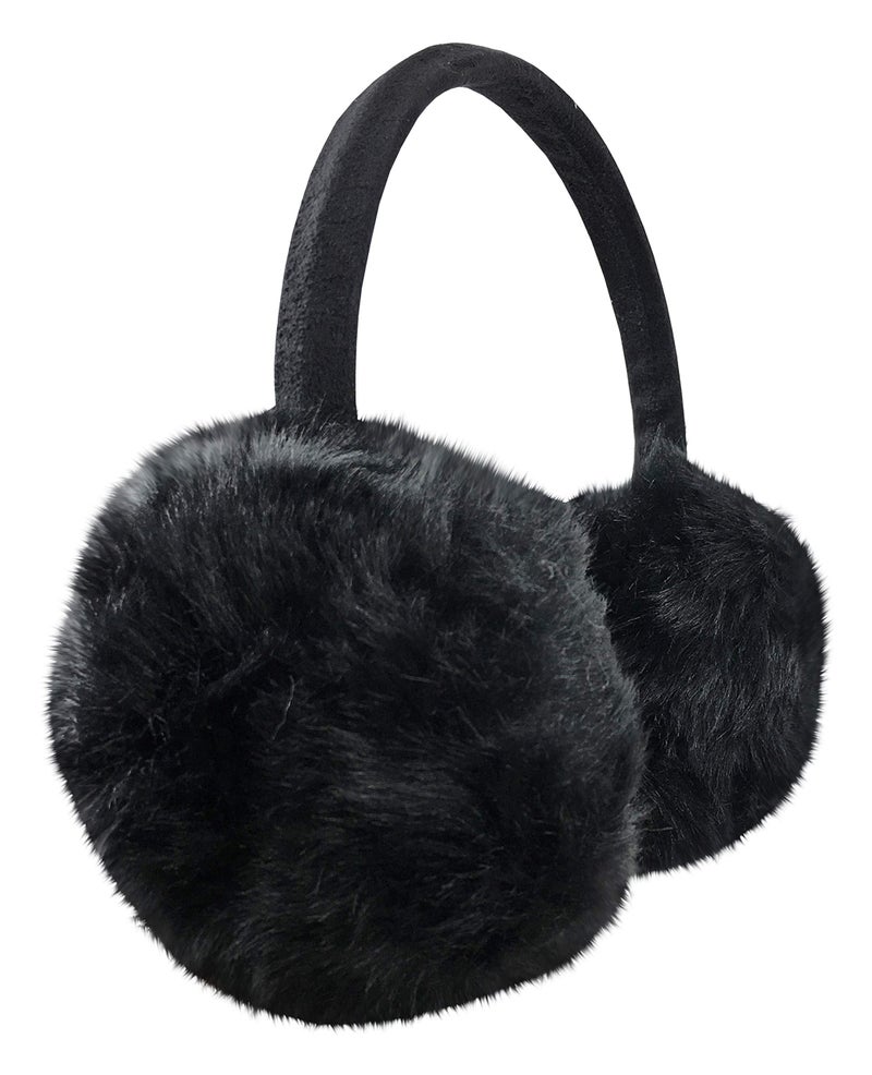N'Ice Caps Kids Earmuffs Girls Winter Warm Adjustable Soft Plush Padded (Black, One Size Fits All) - Image 2